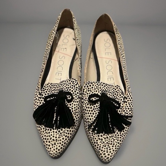Sole Society Shoes - Sole Society Hadlee Dotted Leopard Print Hair Calf Tassel Loafers – Size 5